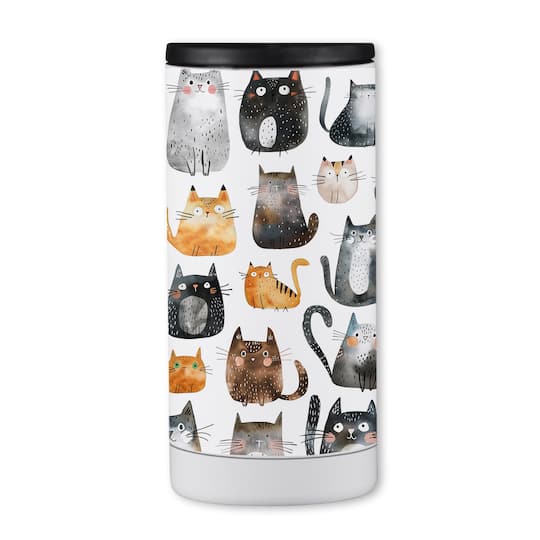 Watercolor Kitty Pattern 12oz. Koozie